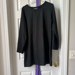 YOINS Black Crewneck Long Sleeve Shift Dress